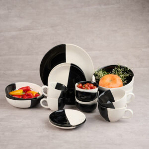 Fifty Fifty Stoneware Dinner Set For Family of 2