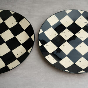 Black Check Stoneware Dinner Plate (Set of 2)