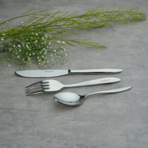Stainless Steel Silver Finish Spoon + Fork + Knife (3 Pieces)