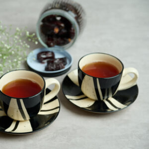 Splash Stoneware Tea Cup and Saucer (Set of 2)